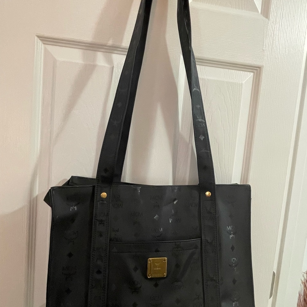 Authentic MCM Black Visetos Zipper Tote
